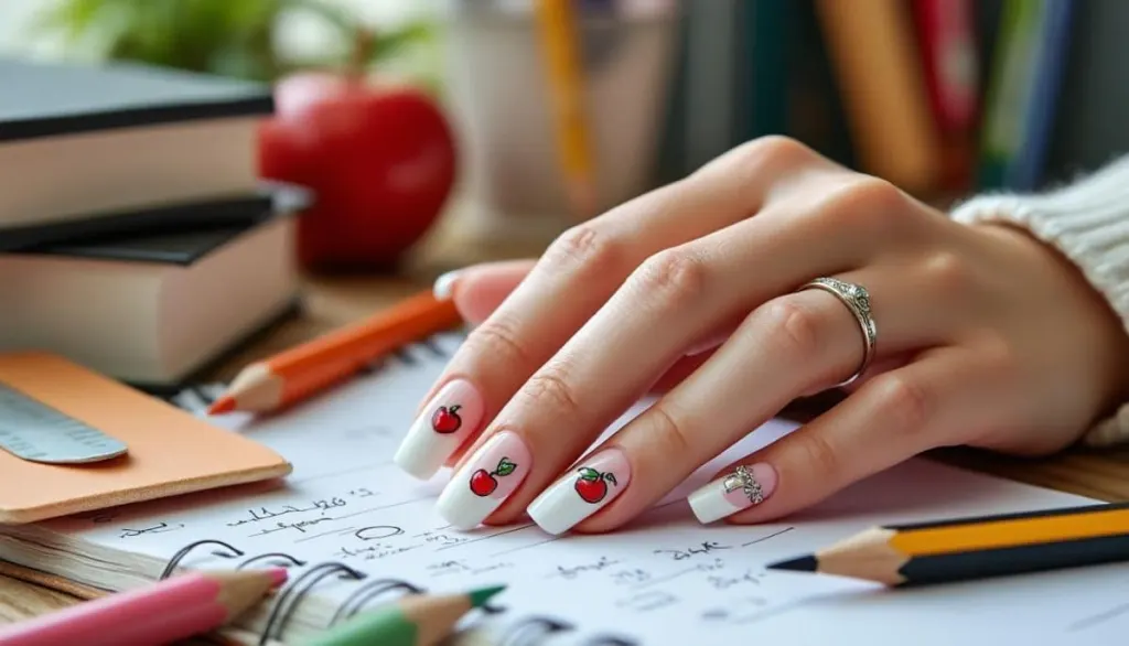 Back-to-School French Acrylic Nails 🎒💅