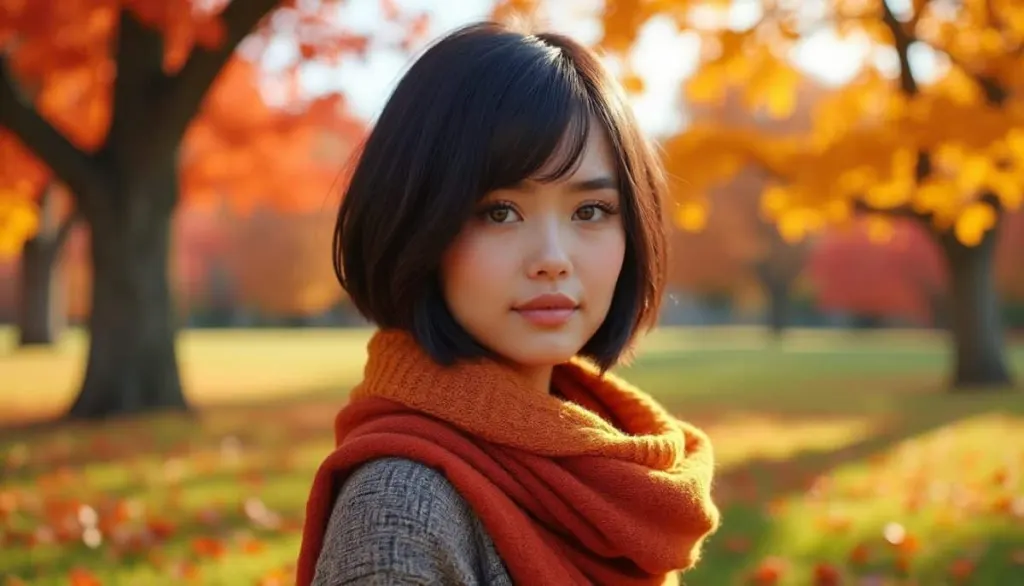Chic Short Cuts 🍁 17 Hairstyles That Shine with Fall Scarves 🧣