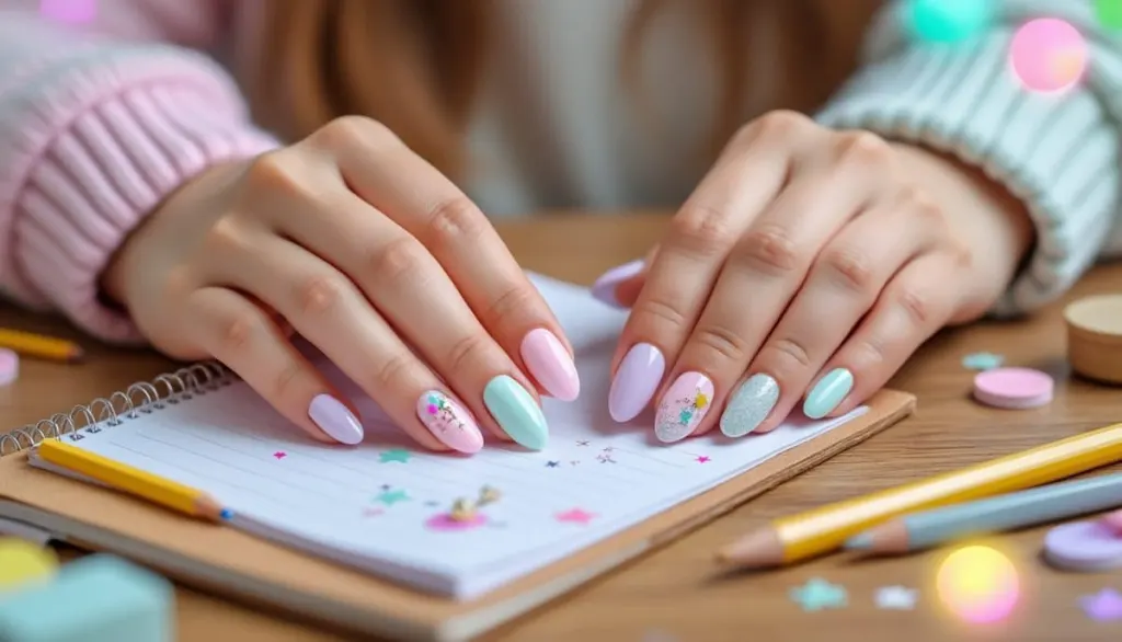 🎂🎒 Birthday Almond Nails You Can Wear to School Too!