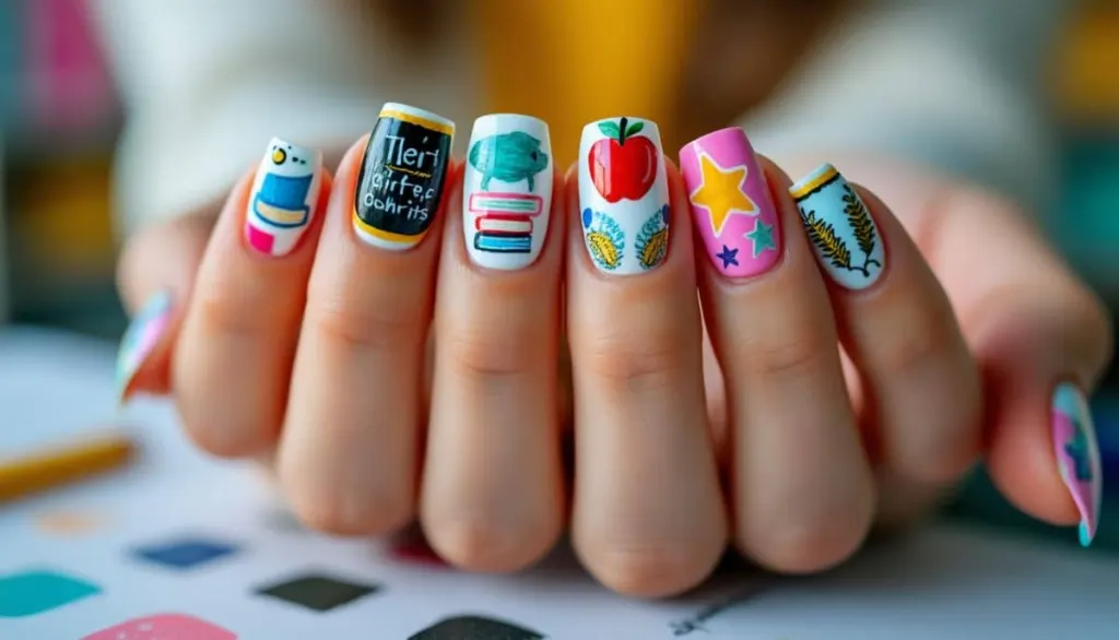 Chalkboard Chic: Creative Teacher Nail Designs to Inspire 🍎✏️