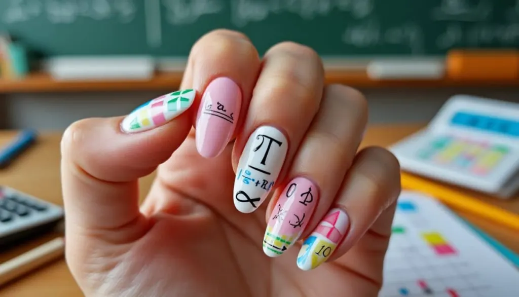 Chalkboard Chic: Creative Math Teacher Nail Designs ✏️🧮
