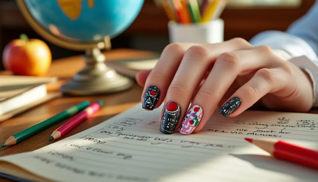 Chalkboard Chic: Back-to-School Nail Designs for Teachers ✏️🍎