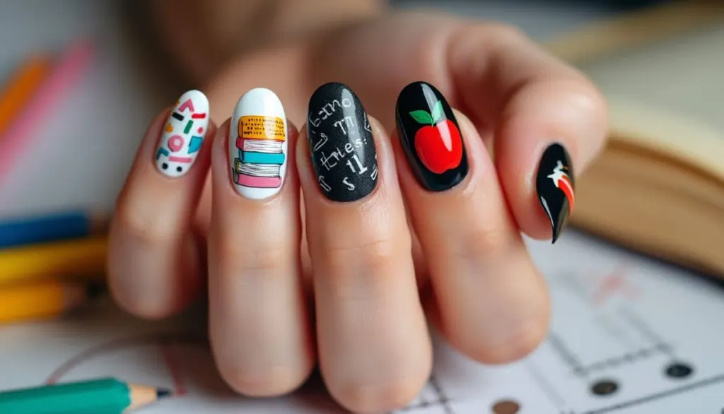 Chalkboard Chic: Creative Teacher-Inspired Nail Art Ideas 🎨✏️