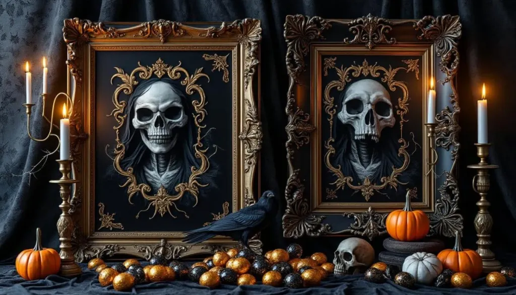 Spooky Elegance: Black & Gold Baroque Halloween Frames 🕸️✨