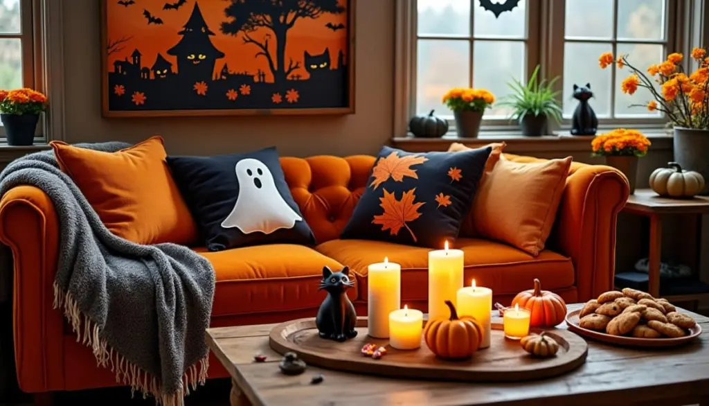 Spooky & Snug: Halloween Throws, Pillows & Candles for a Cozy Living Room 🎃🕯️