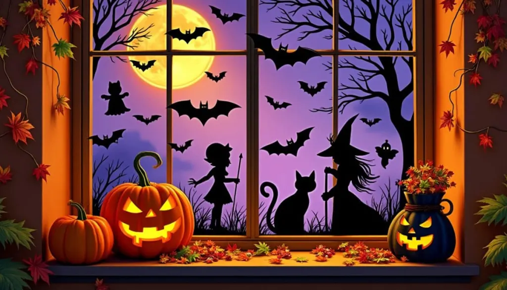 Spooky Cricut Vinyl Window Silhouettes for Halloween 🎃🪟