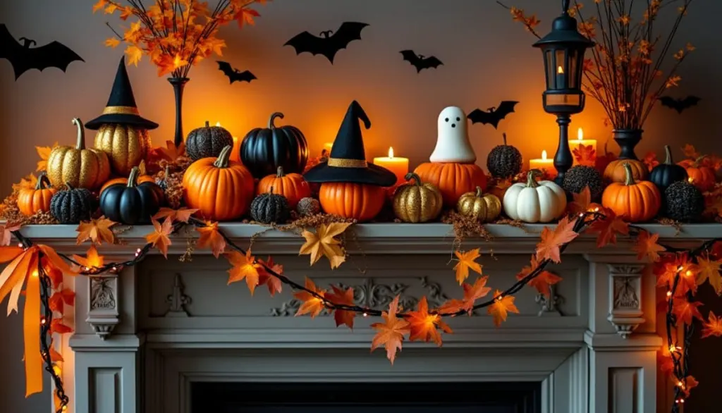 Spook Up Your Mantel: Halloween Garlands & Mini Pumpkins 🎃🕸️