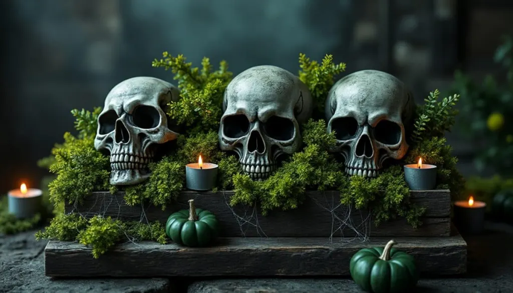 Gothic Halloween Centerpieces: Moss, Lichen & Skulls 🕯️💀🌿
