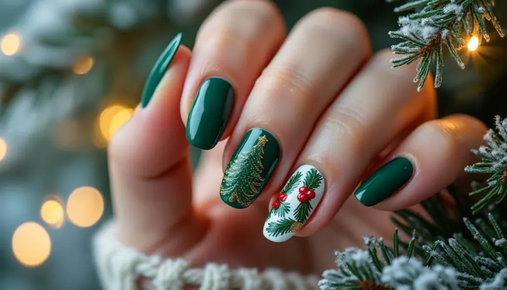 🌲 Festive Green Christmas Nails: Forest-Inspired Magic 🎄