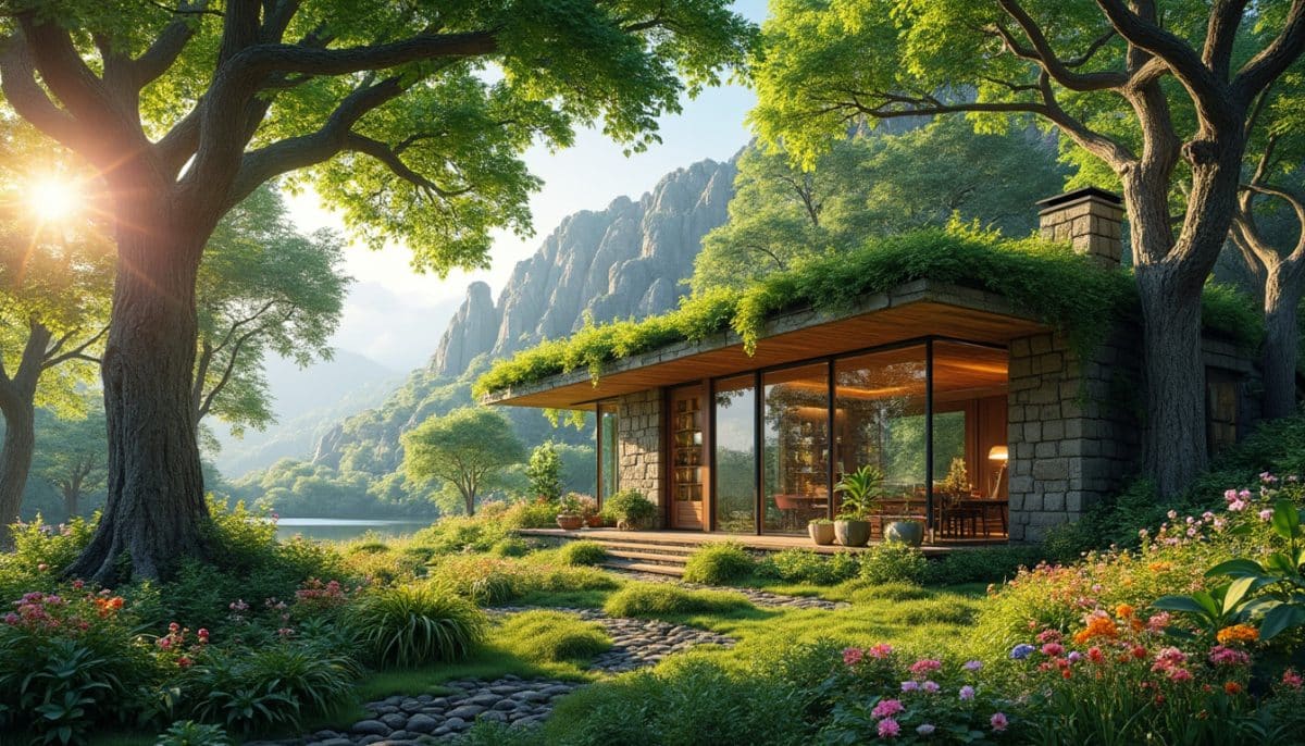 explorez une maison unique entièrement consacrée à la nature et aux arbres, un havre de paix où le respect de l'environnement et la beauté de la faune se rencontrent. plongez dans un espace où chaque recoin reflète l'harmonie avec la biodiversité.