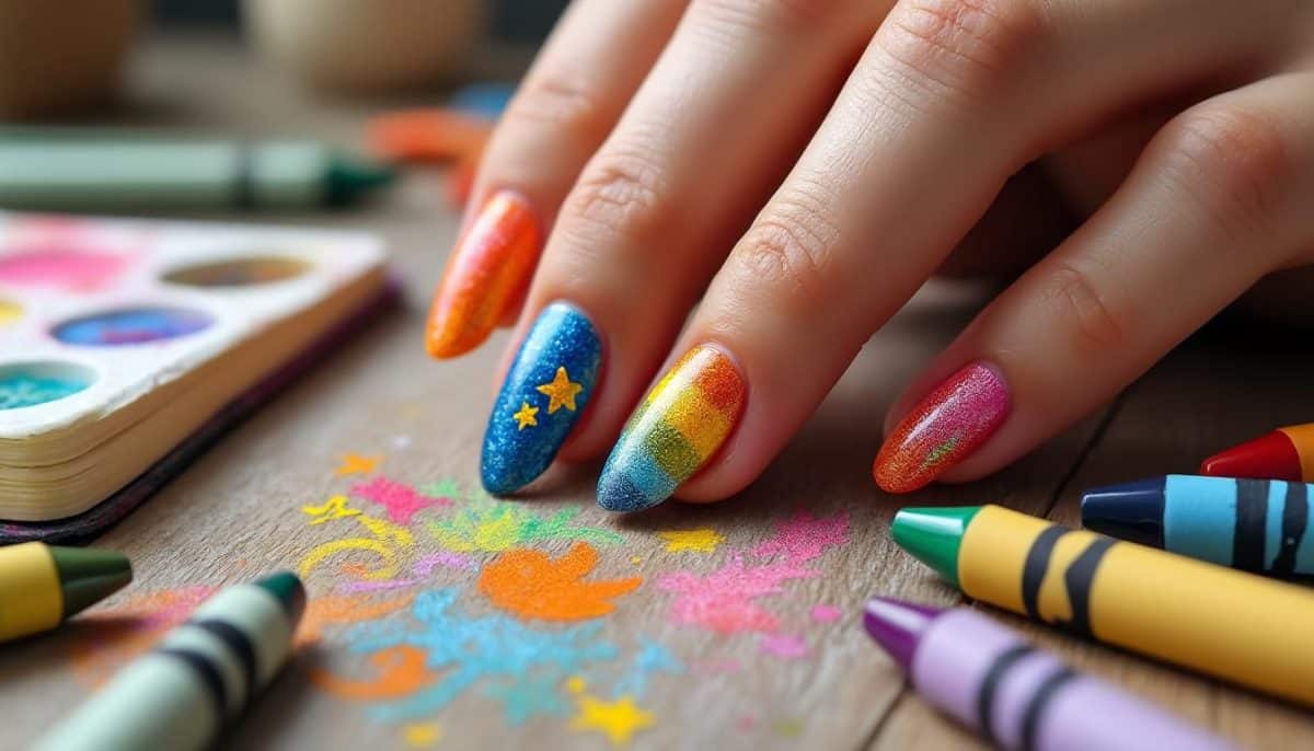 Creative Crayon Nail Designs for Art Teachers ✏️🎨