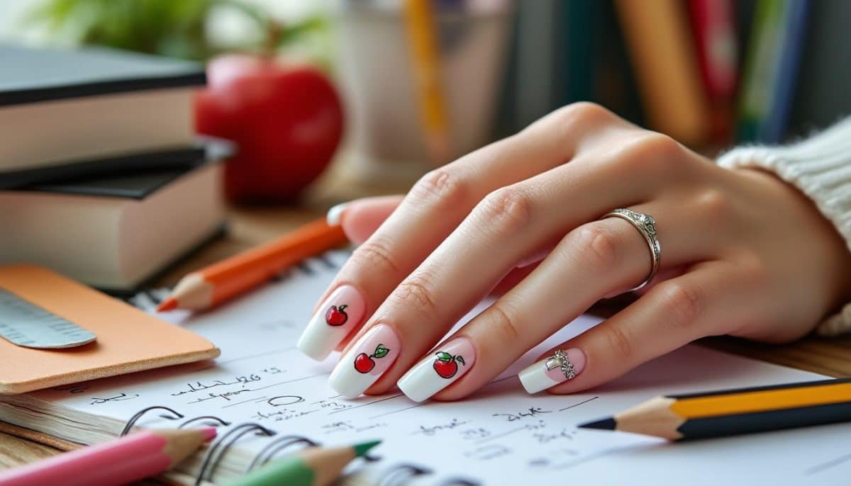 Back-to-School French Acrylic Nails 🎒💅