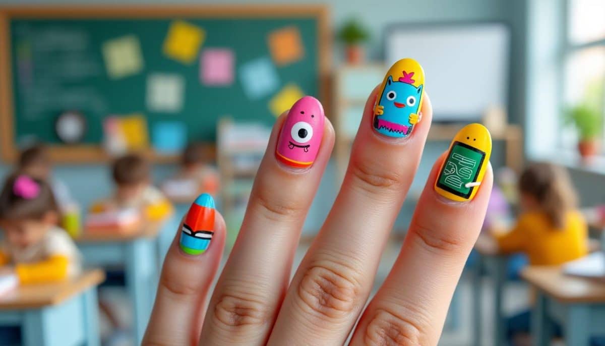 Chalkboard Chic: Fun Teacher Nail Art Ideas 🎨🍎