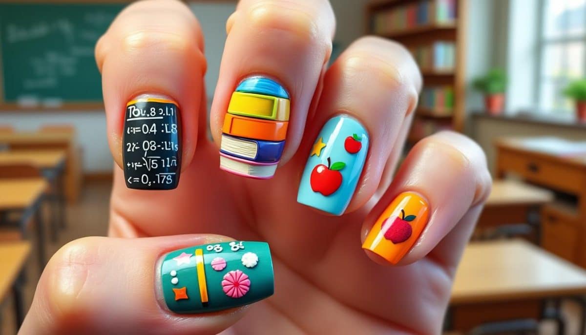 teacher themed nails that make learning fun 🎨📚
