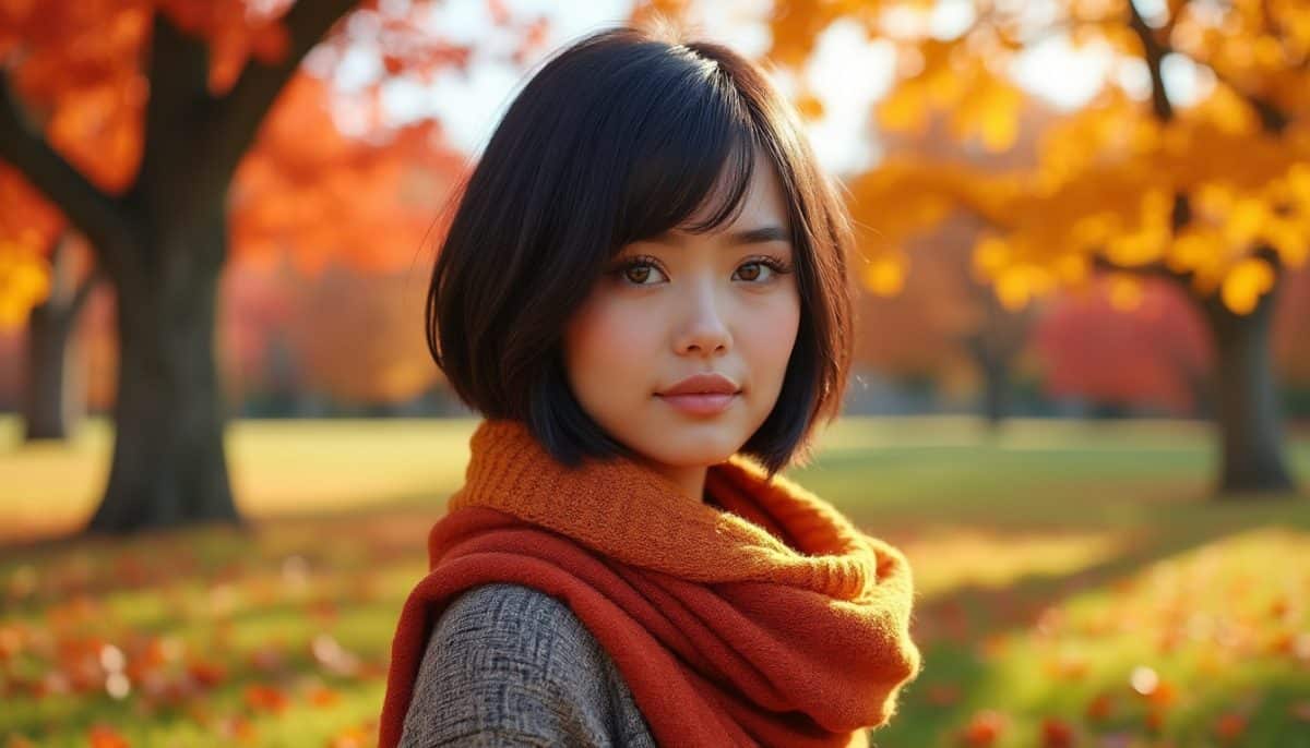 Chic Short Cuts 🍁 17 Hairstyles That Shine with Fall Scarves 🧣