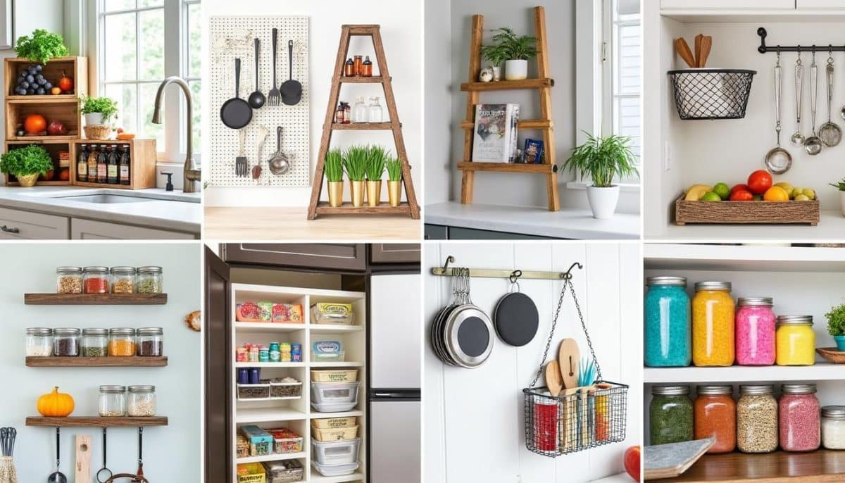 discover 8 budget-friendly diy kitchen storage solutions under $45 to help you organize your space creatively and efficiently. perfect for small kitchens and renters!