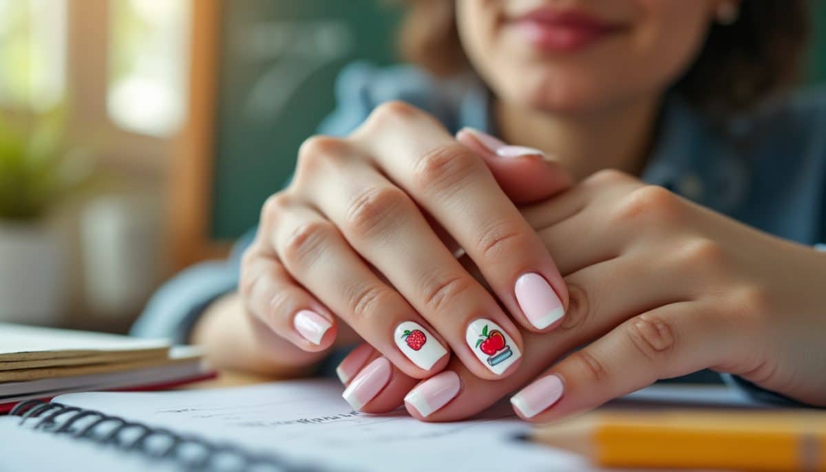 Chalkboard Chic: Cute Teacher Nails for Back to School 🍎📚