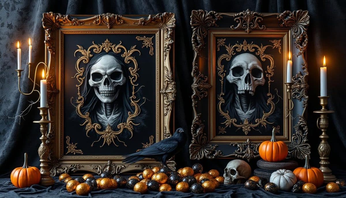 Spooky Elegance: Black & Gold Baroque Halloween Frames 🕸️✨