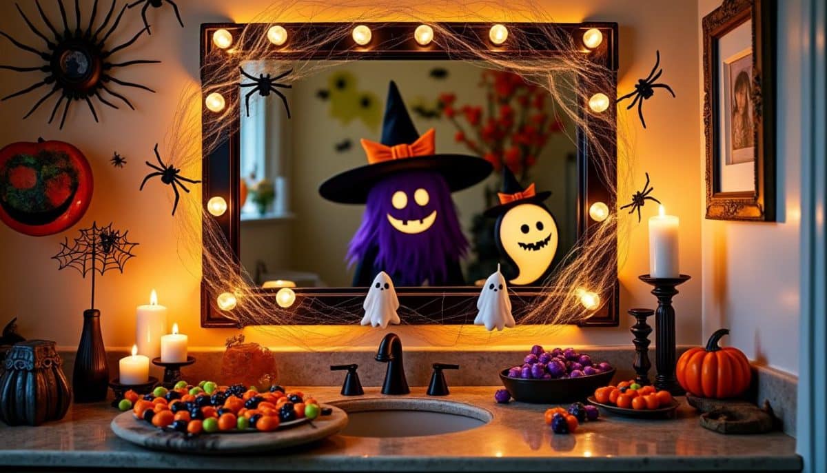 Spooky Reflections: Creative Halloween Bathroom Mirror Decor Ideas 👻🪞