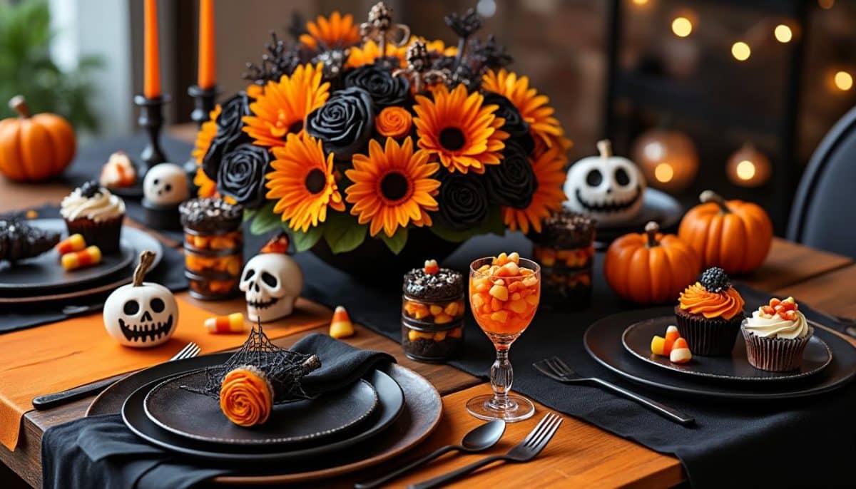 Spooky Chic: Black & Orange Halloween Napkins ๐๐ค
