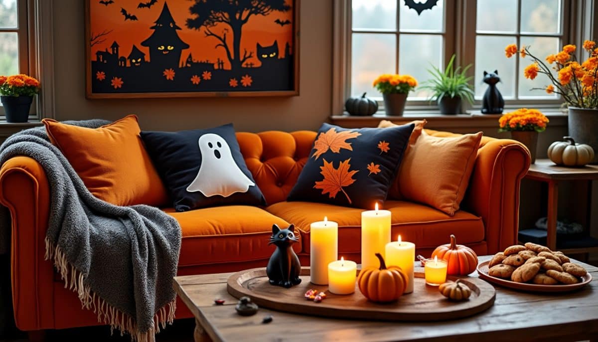 Spooky & Snug: Halloween Throws, Pillows & Candles for a Cozy Living Room 🎃🕯️