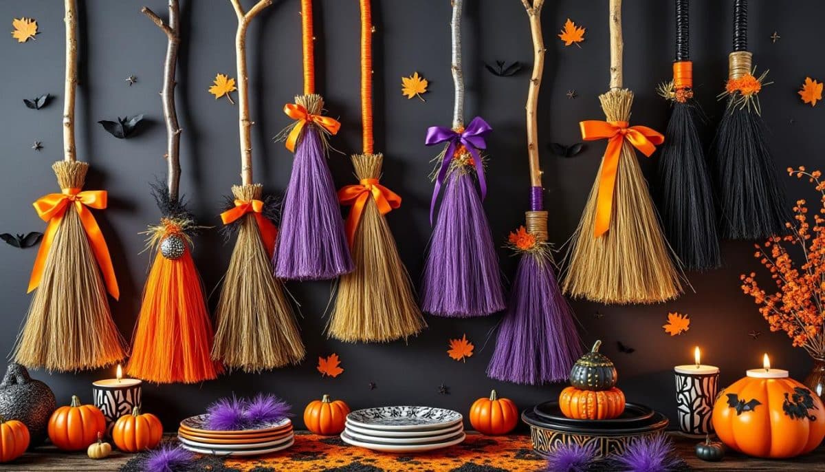 transform your space with spooky charm! our halloween brooms wall decor and accessory adds a magical touch to your home, perfect for festive parties or haunted house vibes.