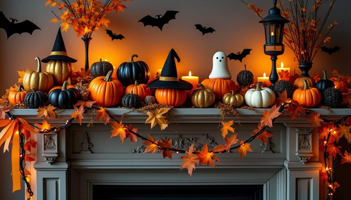 Spook Up Your Mantel: Halloween Garlands & Mini Pumpkins 🎃🕸️