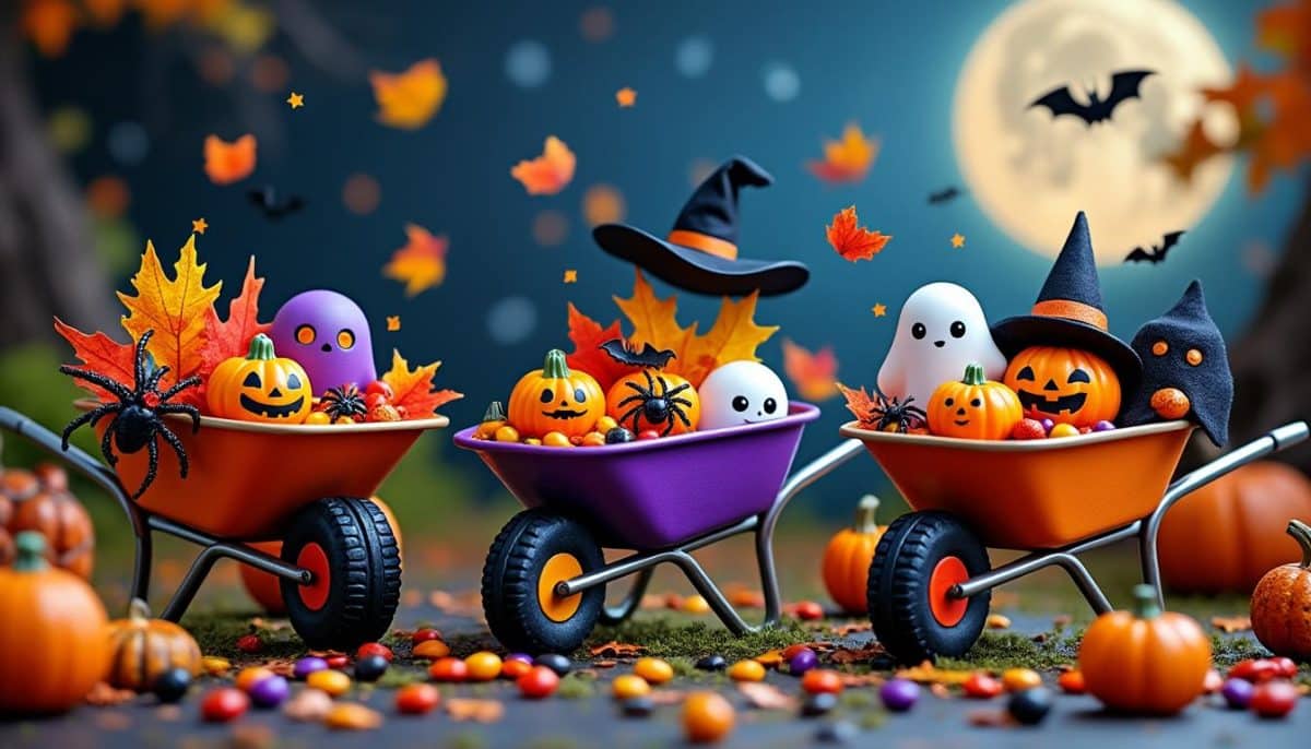 discover creative mini wheelbarrows halloween scene displays to add a festive touch to your décor. perfect for spooky centerpieces, party decorations, and unique autumn arrangements!