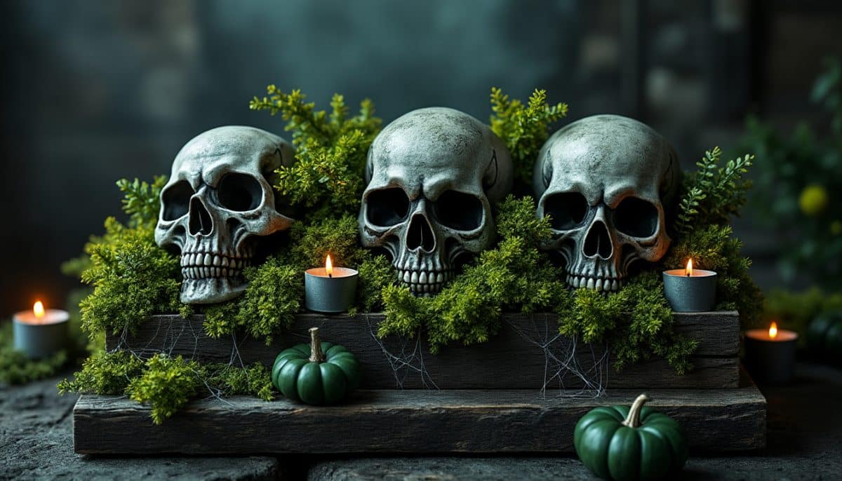 Gothic Halloween Centerpieces: Moss, Lichen & Skulls 🕯️💀🌿
