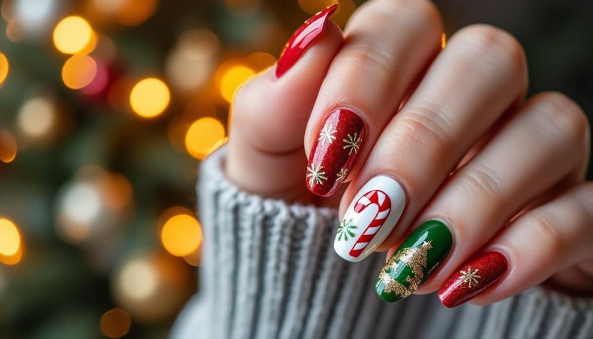 discover a step-by-step christmas nail art tutorial with detailed pictures to create festive and beautiful nail designs perfect for the holiday season.