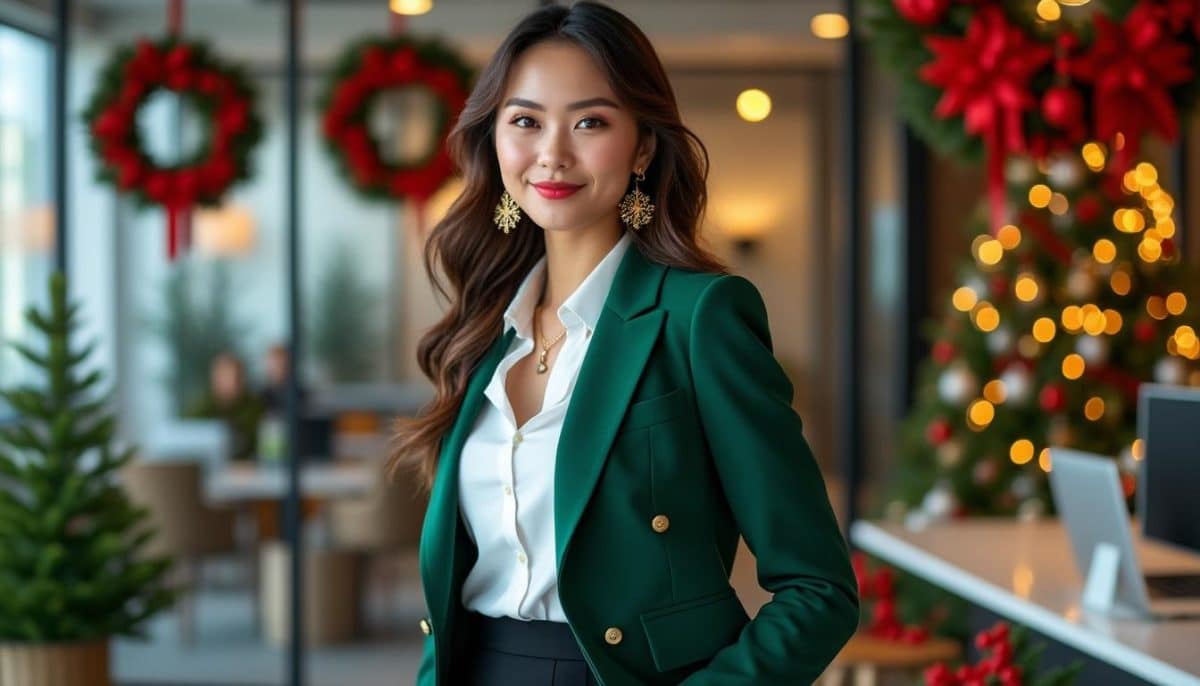 discover stylish and professional outfit ideas for your work christmas party. dress to impress with holiday-inspired looks perfect for the office celebration.