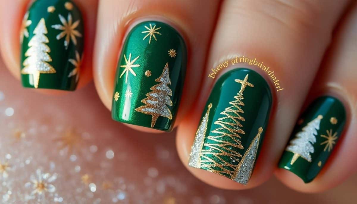 π Emerald Elegance: Festive Green Christmas Nails Ideas π